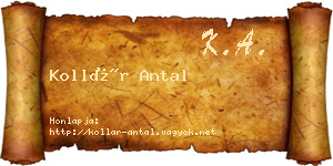 Kollár Antal névjegykártya